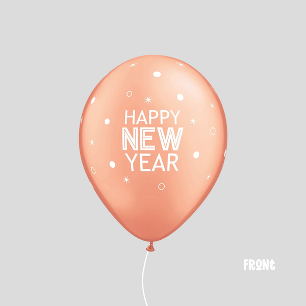'New Year Sparkles and Dots Rose Gold' Standard Latex Balloon