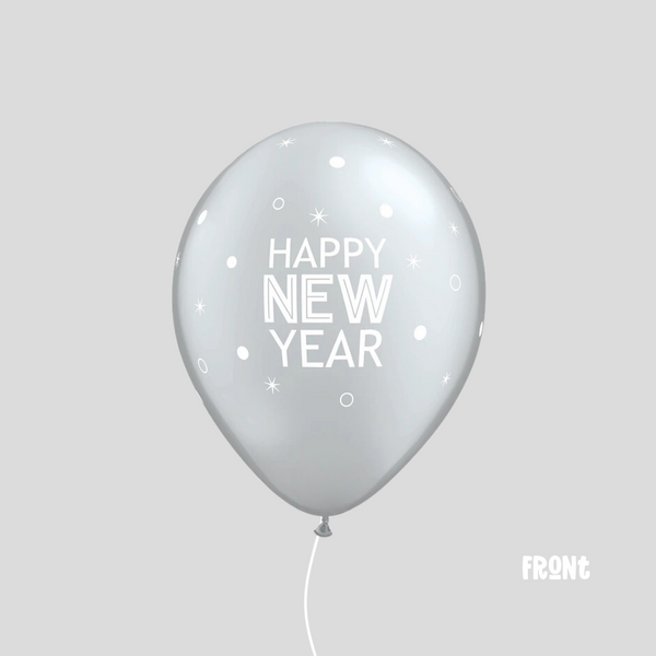 'New Year Sparkles and Dots Silver' Standard Latex Balloon