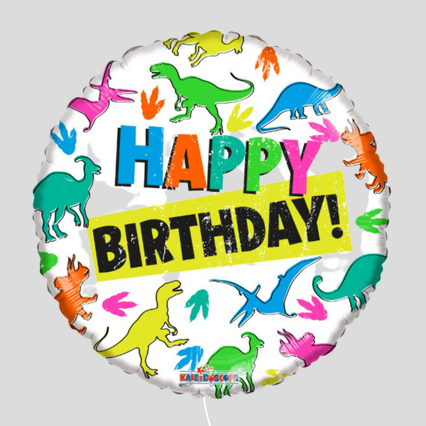 'Happy Birthday Dino Silhouettes' Standard Foil Balloon