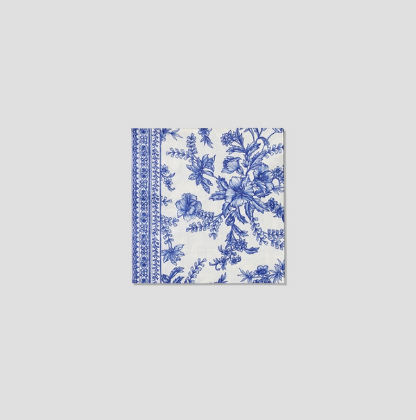 'French Toile' Paper Cocktail Napkins Blue