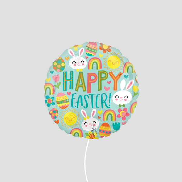 Round Foil Balloon Happy Easter Icons