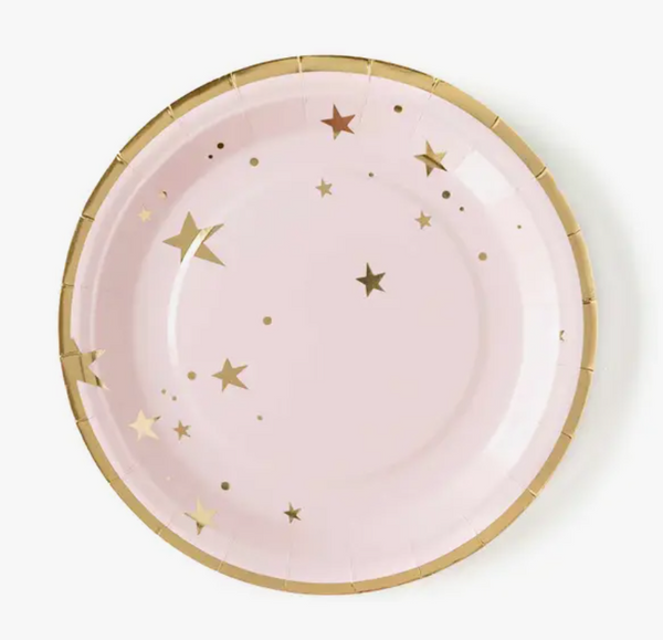 'Baby Star' Large Paper Party Plates Pink