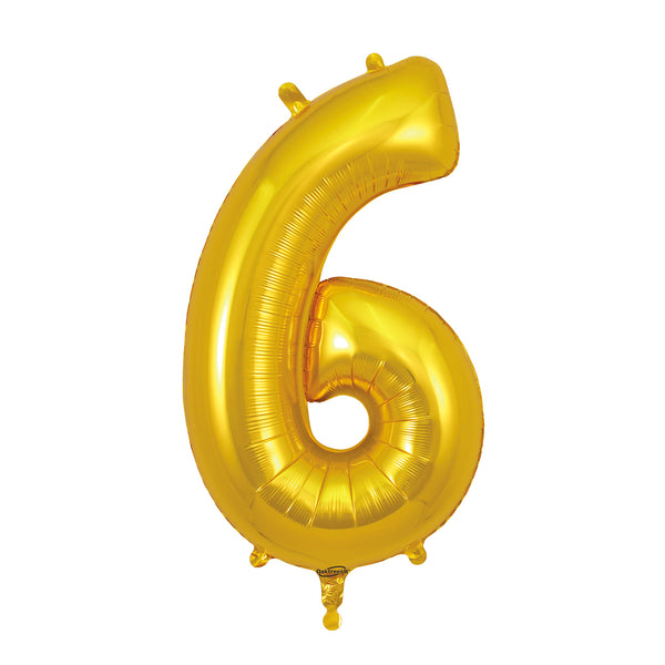 34" Number 6 Gold Oaktree Foil Balloon