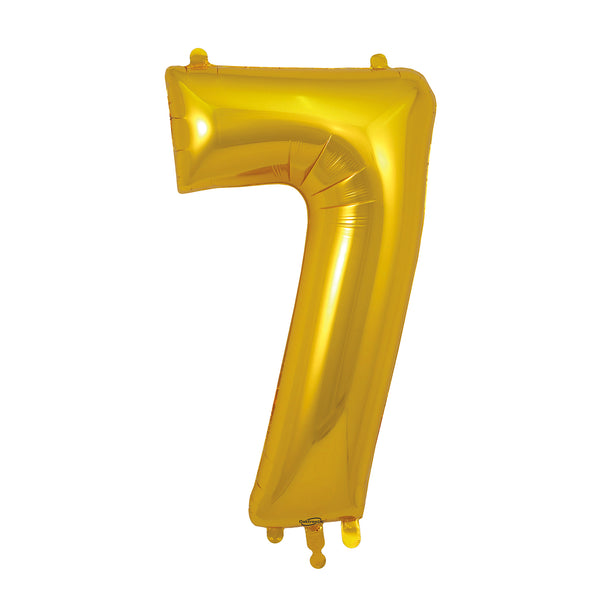 34" Number 7 Gold Oaktree Foil Balloon