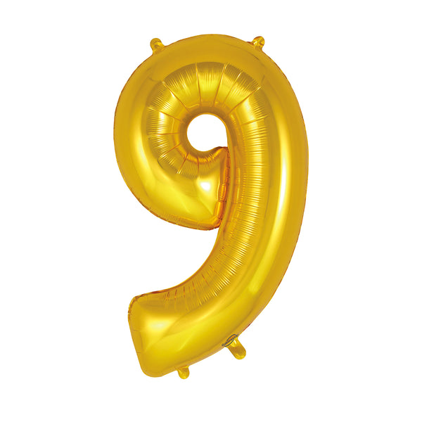 34" Number 9 Gold Oaktree Foil Balloon
