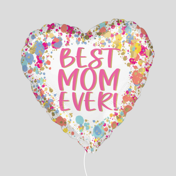 Heart Foil Balloon Helium Painted 'Best Mom Ever' Bouquet