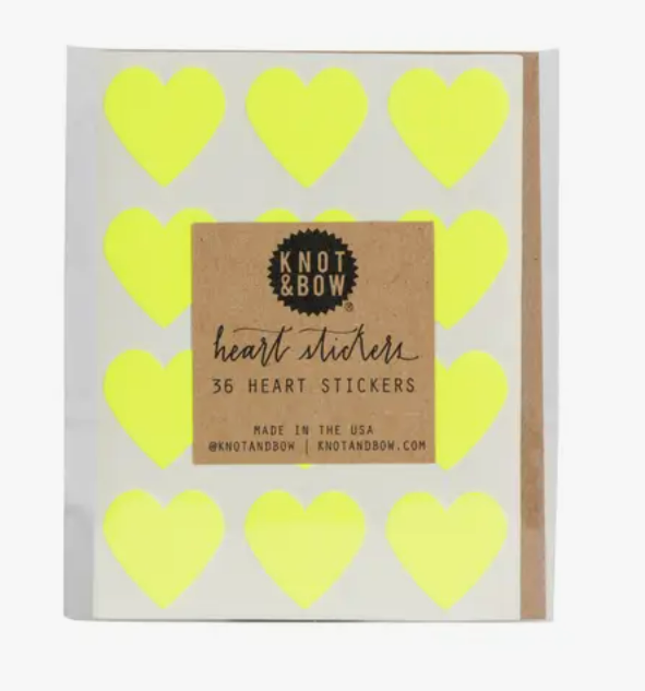 Heart Stickers - Neon Yellow