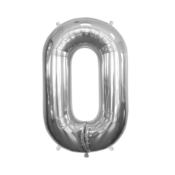 34" Number 0 Silver Oaktree Foil Balloon