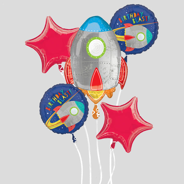 'Blast Off Birthday' Foil Balloon Bouquet