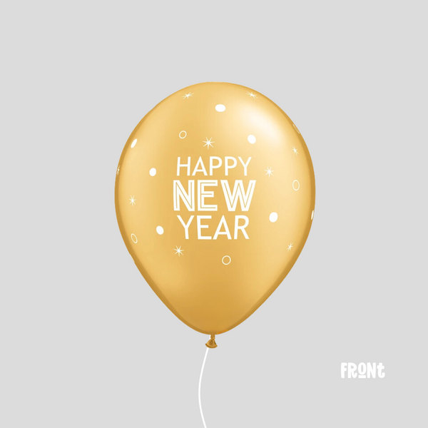 'New Year Sparkles and Dots Gold' Standard Latex Balloon