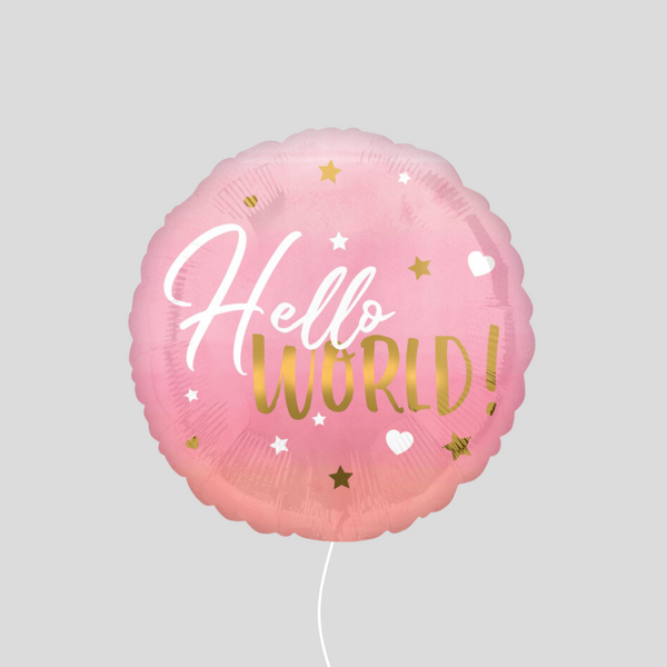 'Hello World' Pink Standard Foil Balloon
