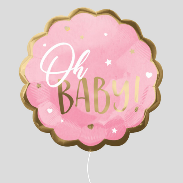 'Oh Baby' Medium Foil Balloon Pink