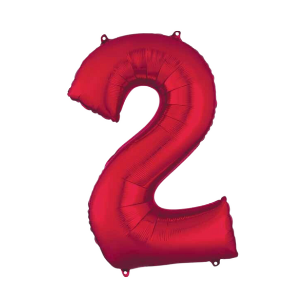 34" Number 2 Red Foil Balloon