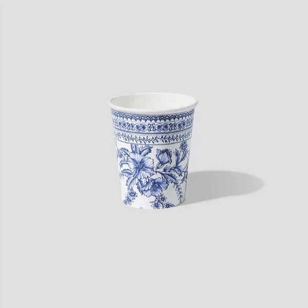 'French Toile' Paper Party Cups Blue
