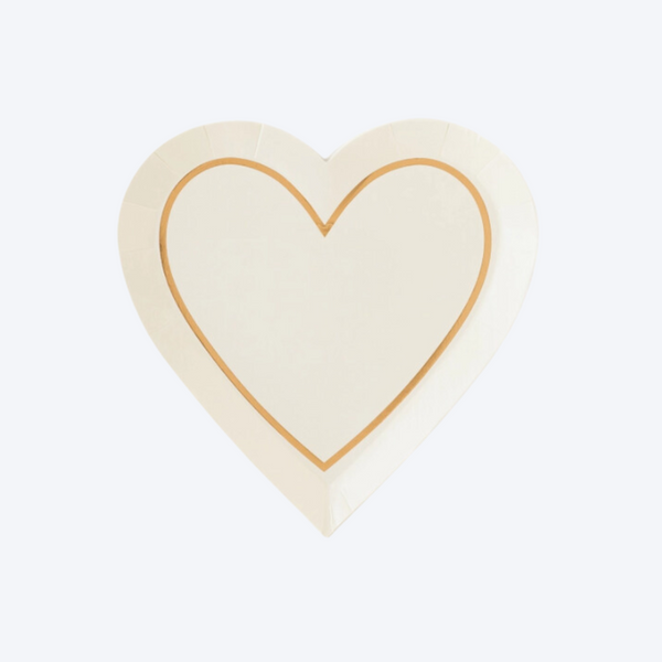'Heart Shaped Gold Foiled' Small Paper Party Plates