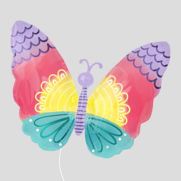 'Pastel Tie Dye Butterfly' Medium Foil Helium Balloon Bouquet