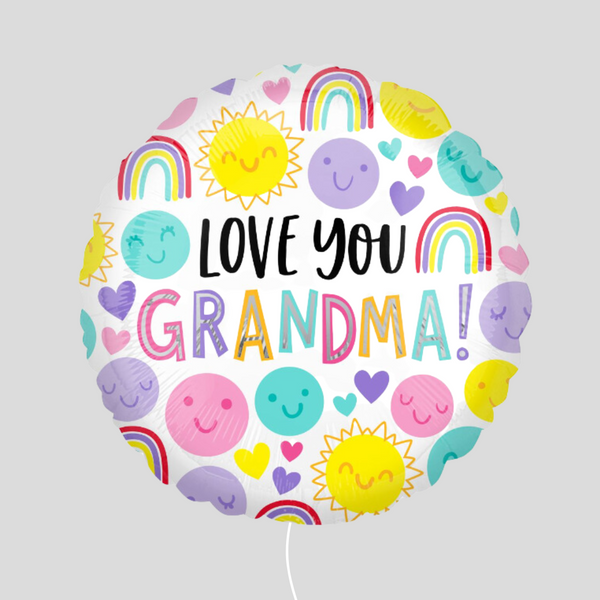 'Love You Grandma' Sunshine and Rainbows Foil Helium Balloon Bouquet