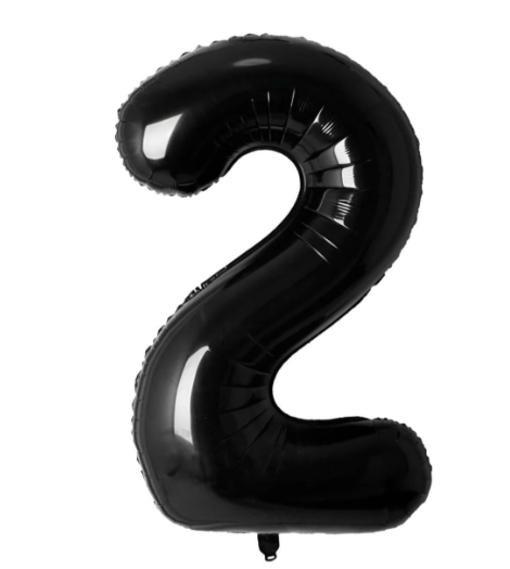 34" Number 2 Black Foil Balloon