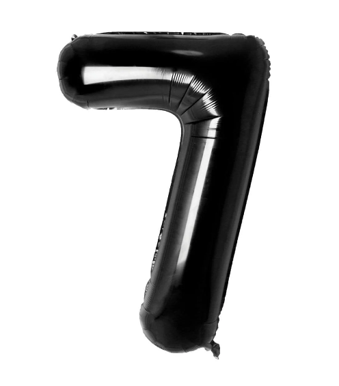 34" Number 7 Black Foil Balloon