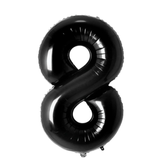 34" Number 8 Black Foil Balloon