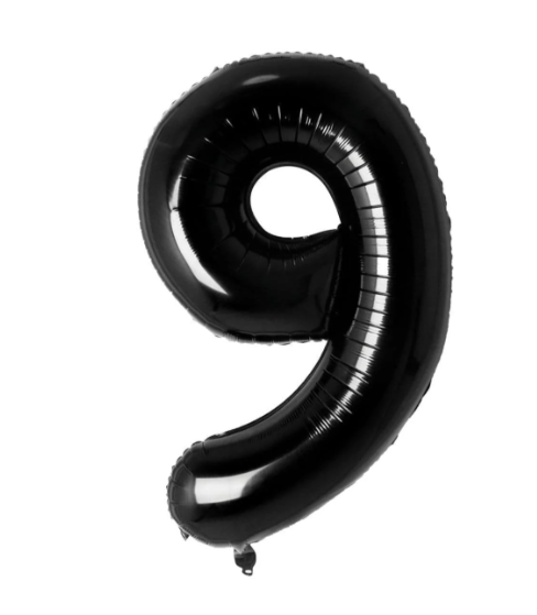 34" Number 9 Black Foil Balloon