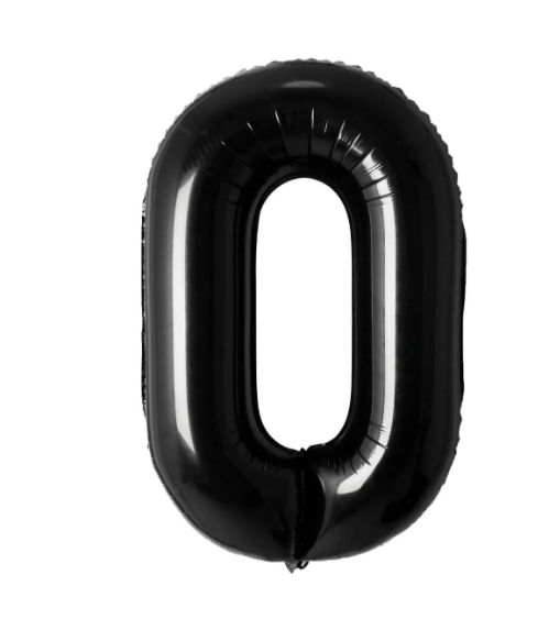 34" Number 0 Black Foil Balloon