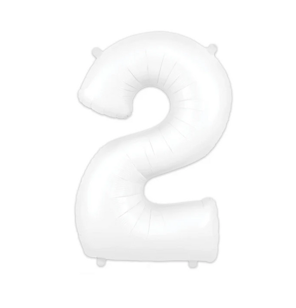 40" Number 2 White Foil Balloon