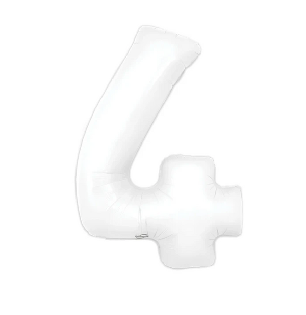 40" Number 4 White Foil Balloon