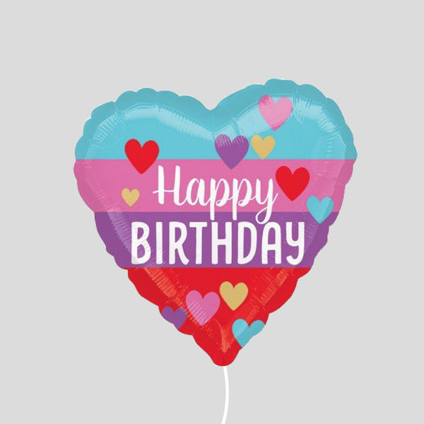 17" 'Happy Birthday' Rainbow Heart Standard Foil Balloon