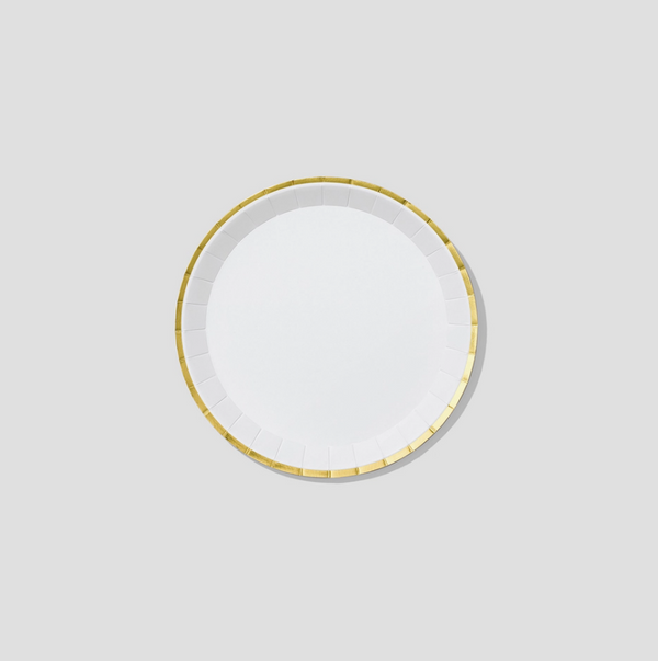 'Classic White and Gold' Small Paper Party Plates
