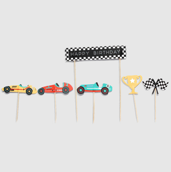 Vintage Race Car Cupcake Wrappers + Toppers