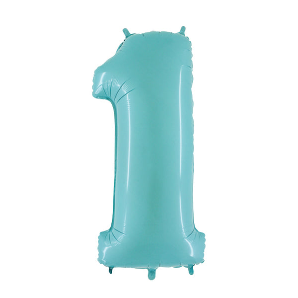 34" Number 1 Baby Blue Oaktree Foil Balloon