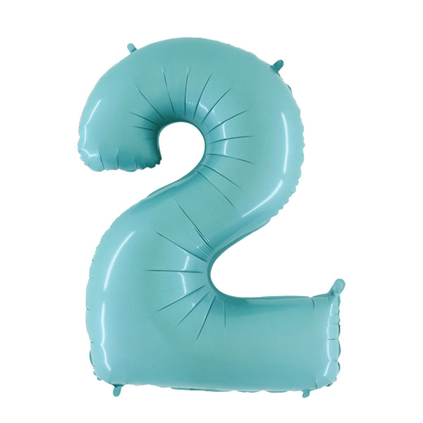 34" Number 2 Baby Blue Oaktree Foil Balloon