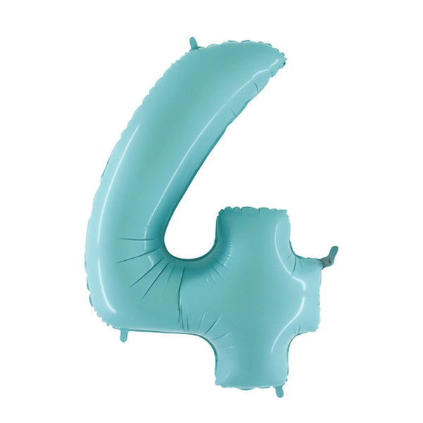 40" Number 4 Pastel Blue Foil Balloon