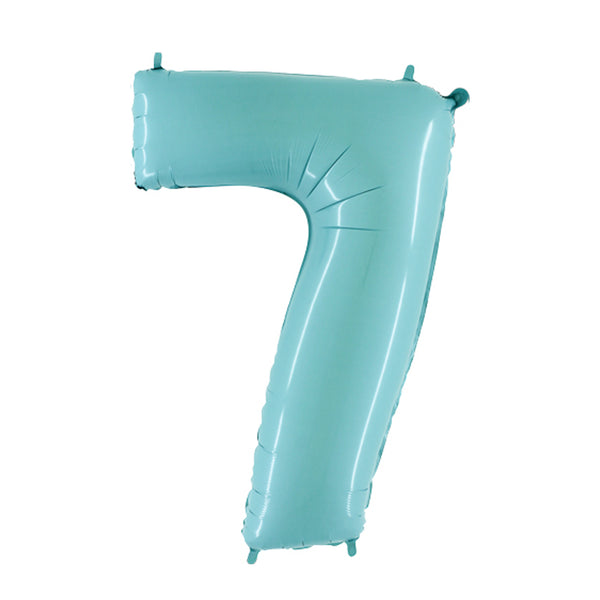 40" Number 7 Pastel Blue Foil Balloon