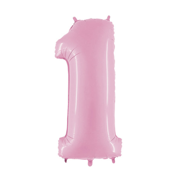 34" Number 1 Baby Pink Oaktree Foil Balloon