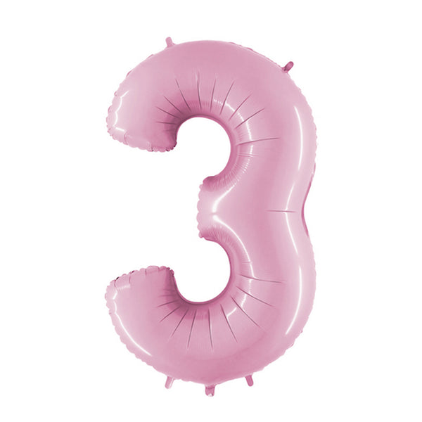 34" Number 3 Baby Pink Foil Balloon