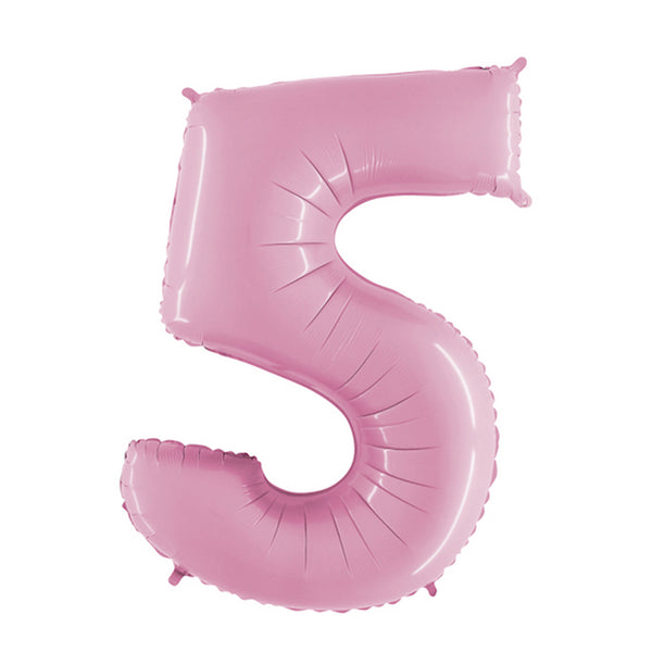 34" Number 5 Baby Pink Foil Balloon