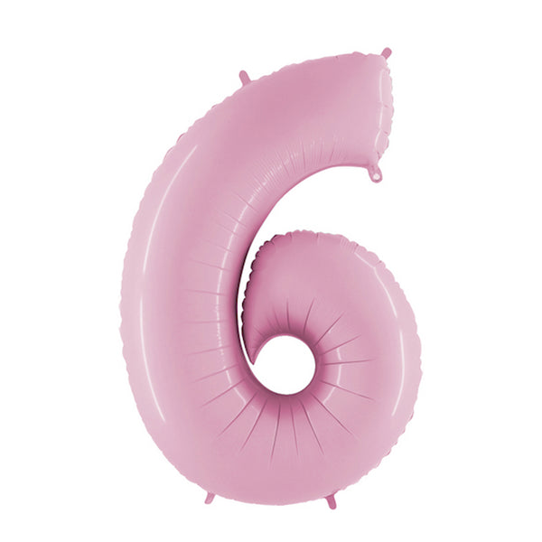 34" Number 6 Baby Pink Foil Balloon