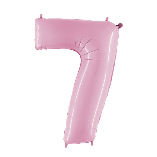 34" Number 7 Baby Pink Foil Balloon