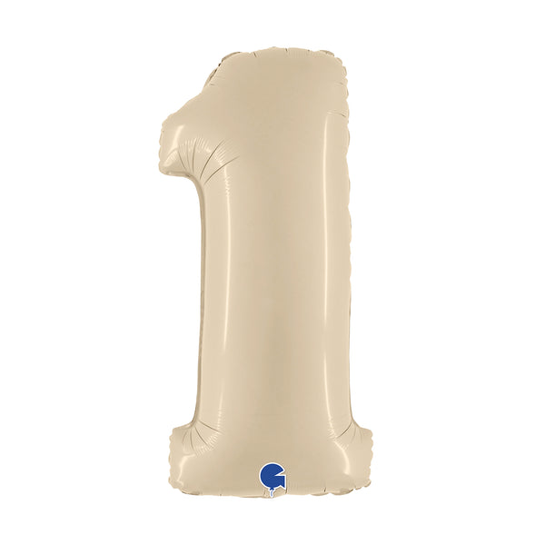 34" Number 1 Beige Oaktree Foil Balloon