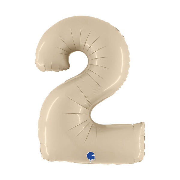 34" Number 2 Beige Oaktree Foil Balloon