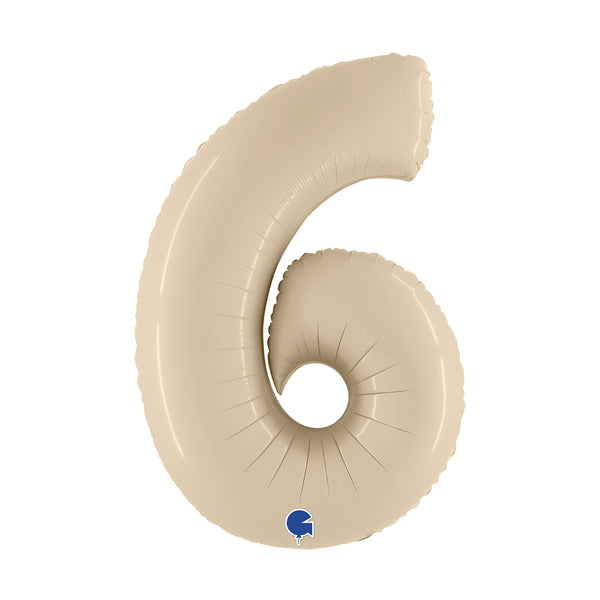 40" Number 6 Satin Cream Foil Balloon
