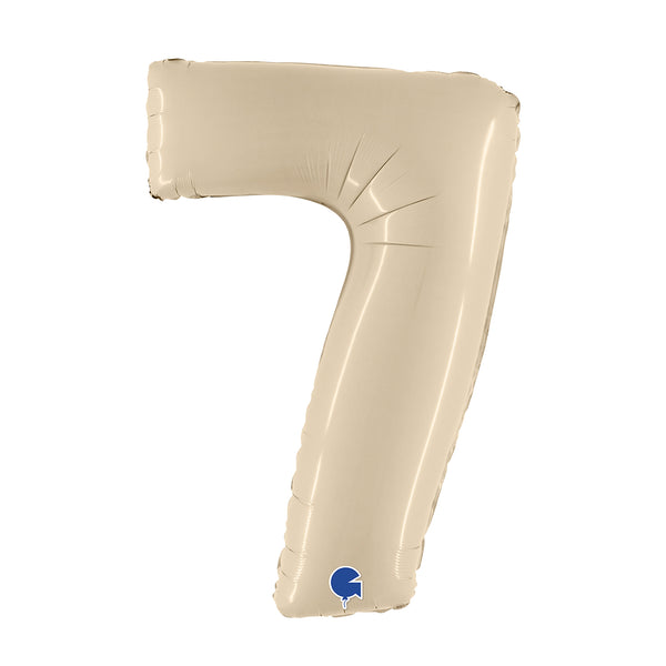 40" Number 7 Satin Cream Foil Balloon