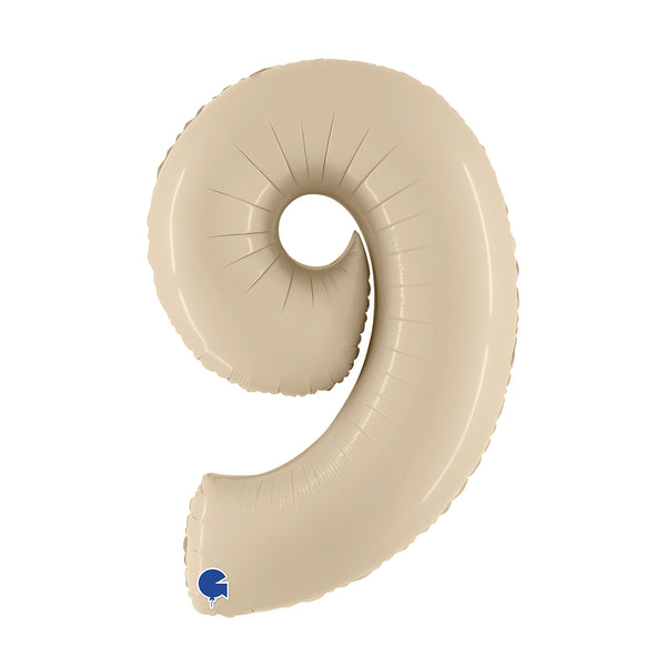 40" Number 9 Satin Cream Foil Balloon