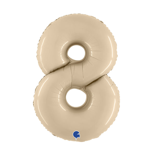 40" Number 8 Satin Cream Foil Balloon