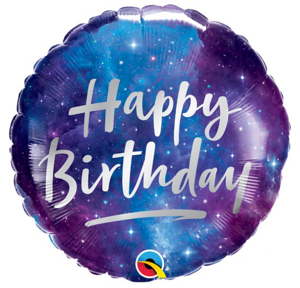 Round Foil Balloon Happy Birthday Galaxy