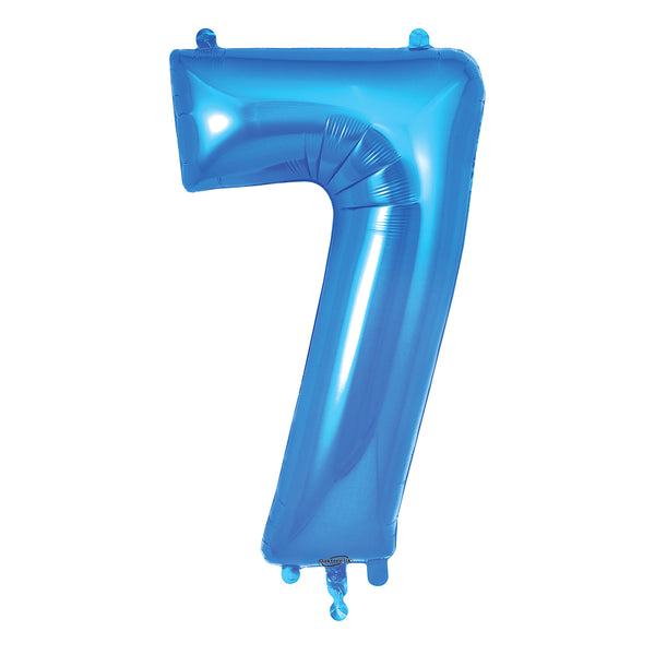 34" Number 7 Blue Oaktree Foil Balloon