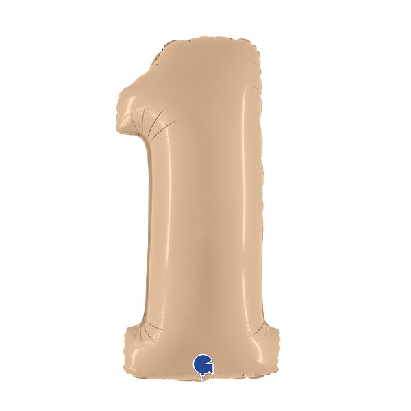 34" Number 1 Cream Oaktree Foil Balloon