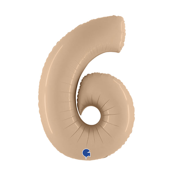 40" Number 6 Satin Nude Foil Balloon